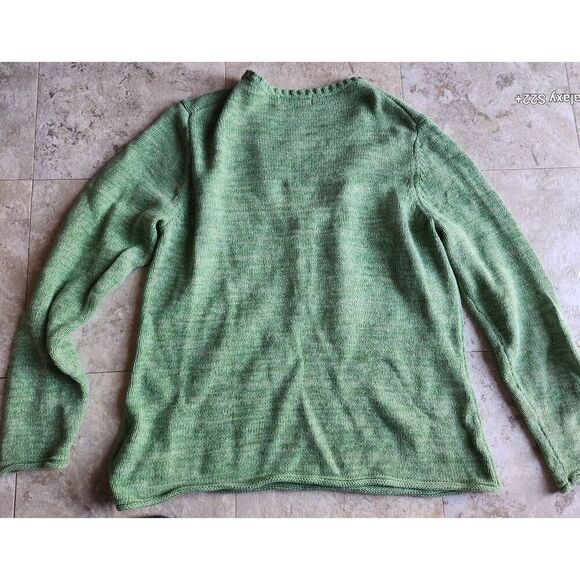 S38 Eddie Bauer Heather Green 1/2 button V-neck sweater long sleeve Size XL - Picture 9 of 9